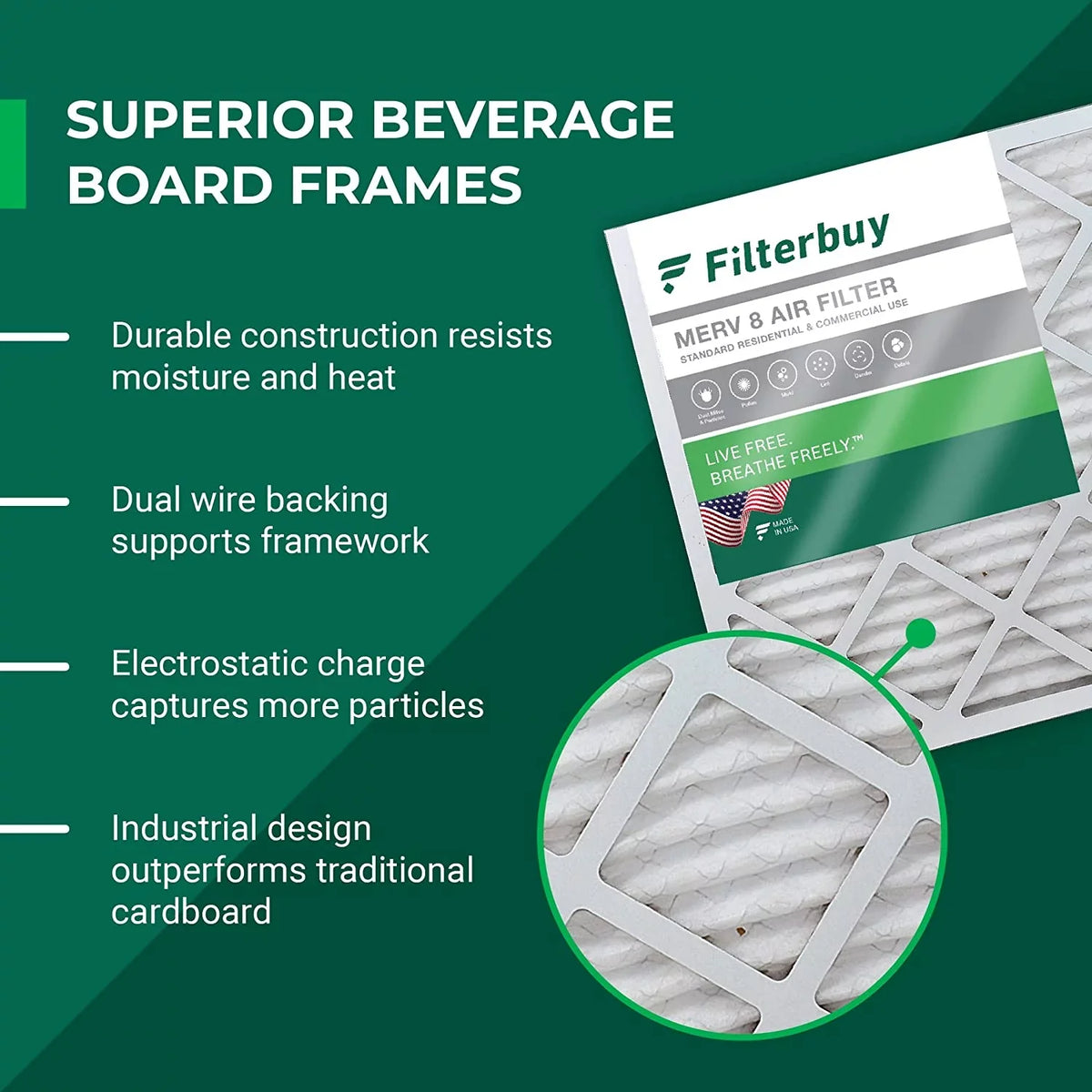 Filterbuy 20x25x4  8 Pleated   Furnace Air Filters (3-Pack)