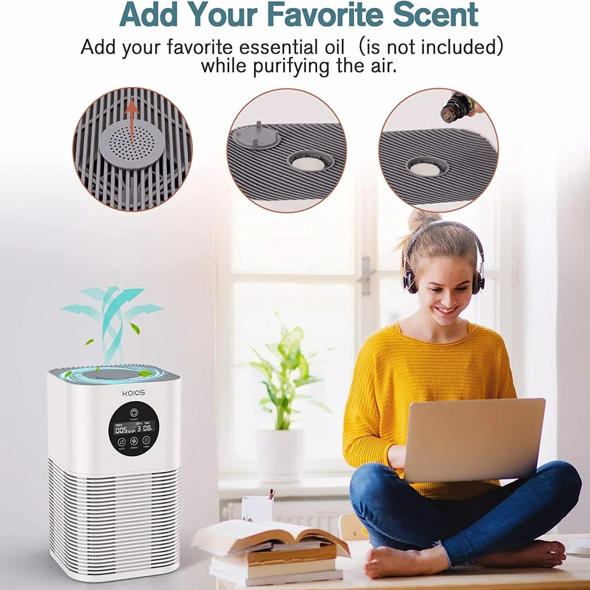 Air Purifiers for Home Bedroom, H13  Air Purifier with Auto Speed Control for Smoke (-50, white)