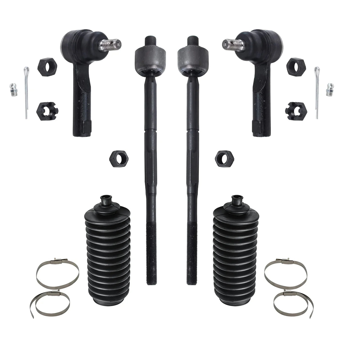 Detroit Axle - Front 6pc Suspension Kit for 95-06 Nissan Sentra, 95-98 200SX, 4 Tie Rod Ends 2 Boots 1995 1996 1997 1998 1999 2000 2001 2002 2003 2004 2005 2006 Replacement