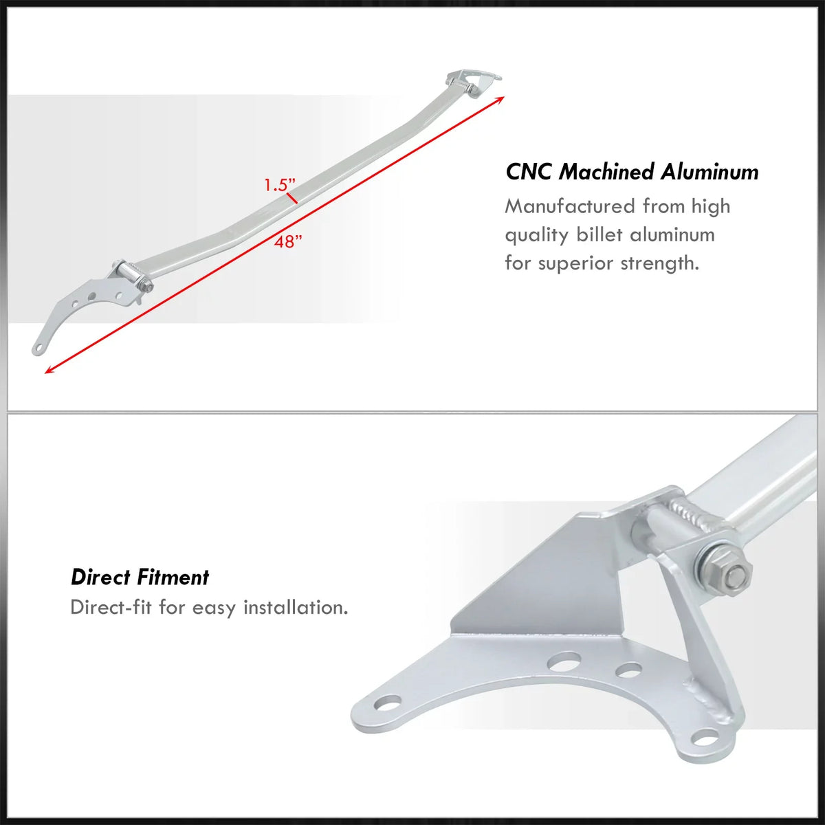 Distributors Front Upper Suspension Aluminum Strut Bar Rod Tower Brace Compatible/Replacement For  2 Series F87 M2 F22 220i 230i M240i 2014 2015 2016 2017 2018 2019 2020 2021