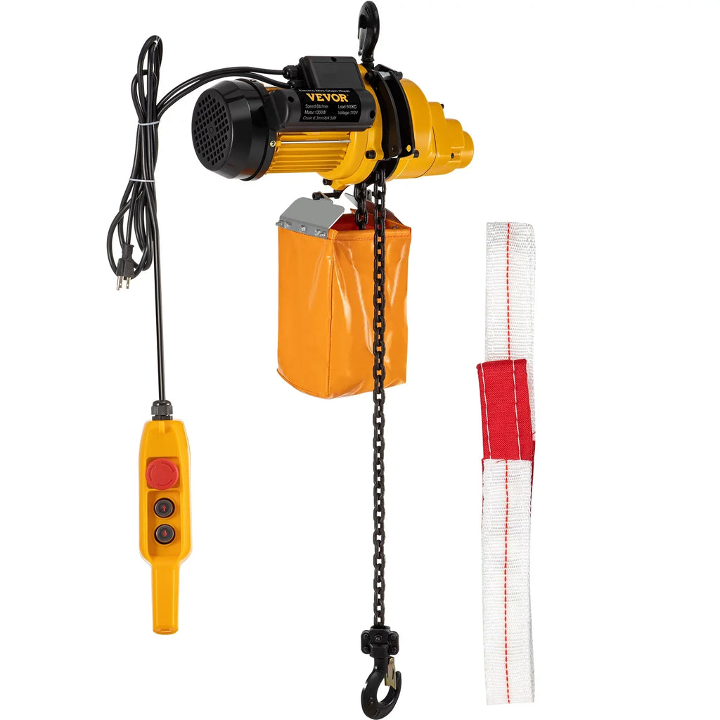 Lift Electric Hoist, 1100 lbs Electric Winch w/ 10ft Wired Remote Control, 110V Overhead Crane Garage Ceiling Pulley Winch of 14.8ft Lift Height, Used In Factories, Warehouses, Construction
