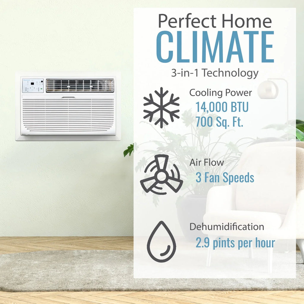 Keystone 14,000  700 Sq. Ft. Through-the-Wall Air Conditioner, White
