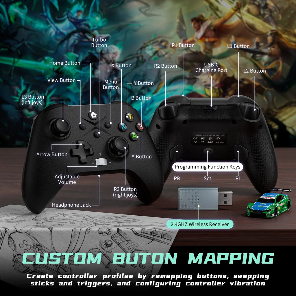 Bonacell Xbox Controller Wireless, (Watch Video to Update )Game Controller for Xbox one, Xbox One S/X, Xbox Series X/S Consoles, with Dual Vibration/Stable Connection/3.5mm Headphone Jack