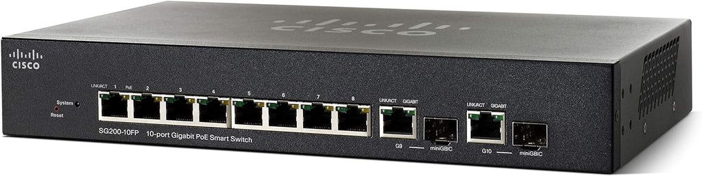 Cisco Small Business Smart SG200-10FP - Switch - managed - 8 x 10/100/1000 (PoE) + 2 x 10/100/1000 - desktop, rack-mountable - PoE (62 W) - refurbished