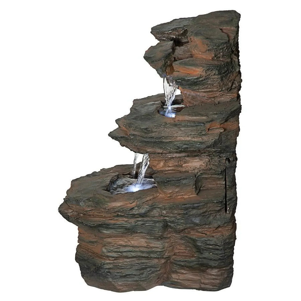 Design Toscano Ramrod Bluffs Cascading Waterfall Illuminated Tabletop Fountain