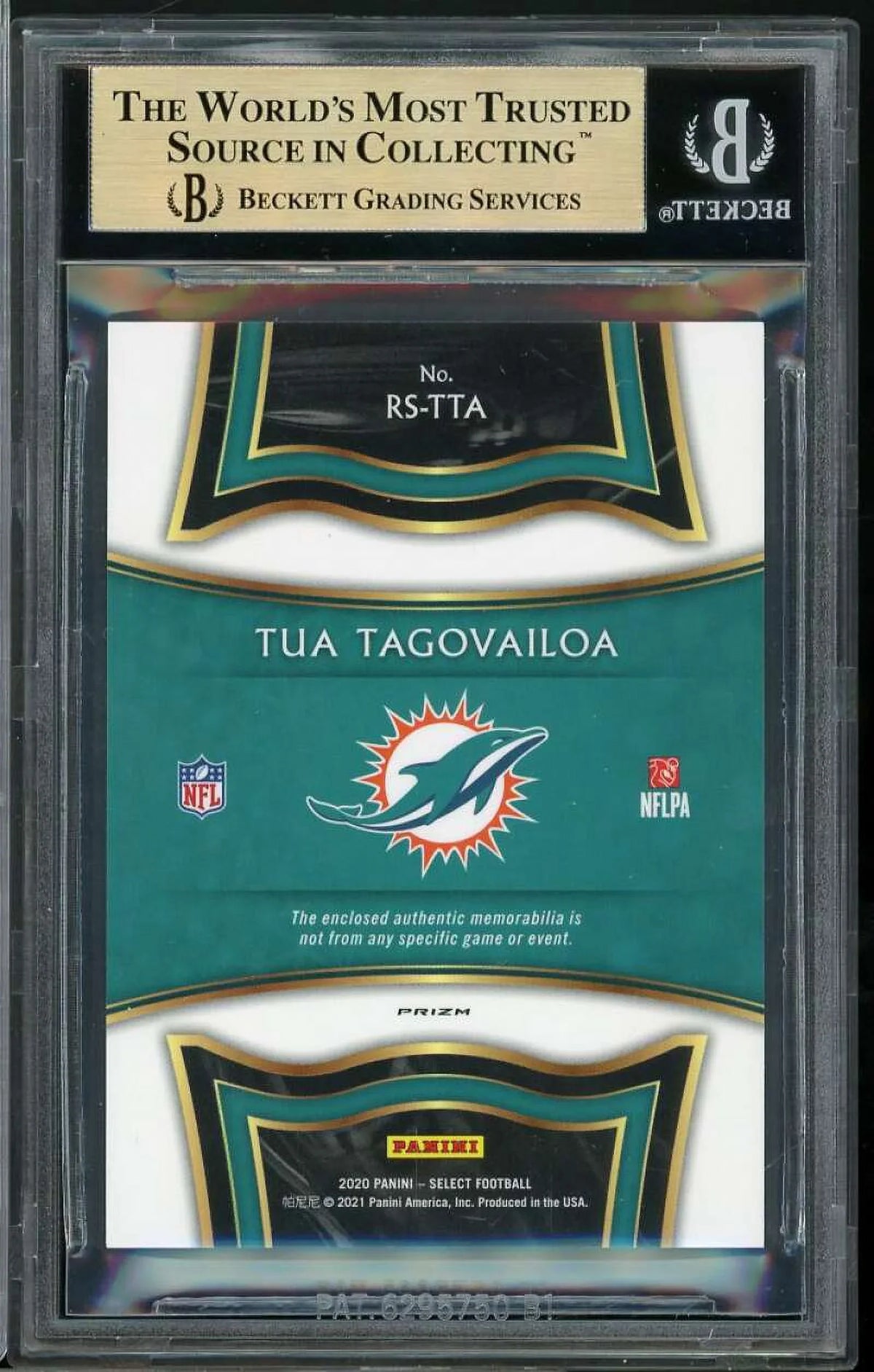 Tua Tagovailoa Card 2020 Panini Select Swatches Rookie Prizm Red #3  9.5