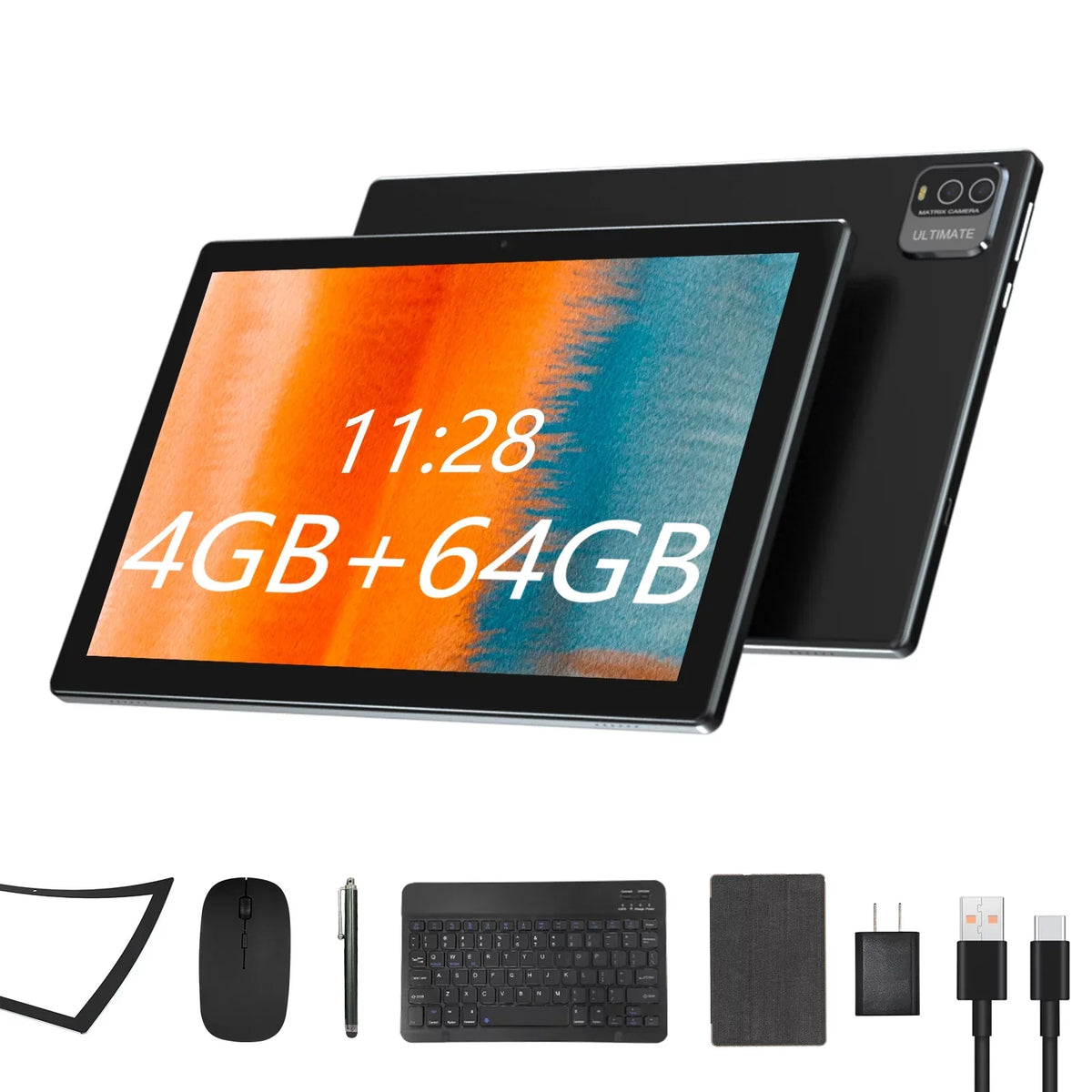 Coopers 2 in 1 Tablet, 10 inch Android 11 Tablet with Keyboard 4GB+64GB+512GB Expandable Dual Camera, WiFi, Bluetooth, Long   Battery Life, Google Certified Tablet