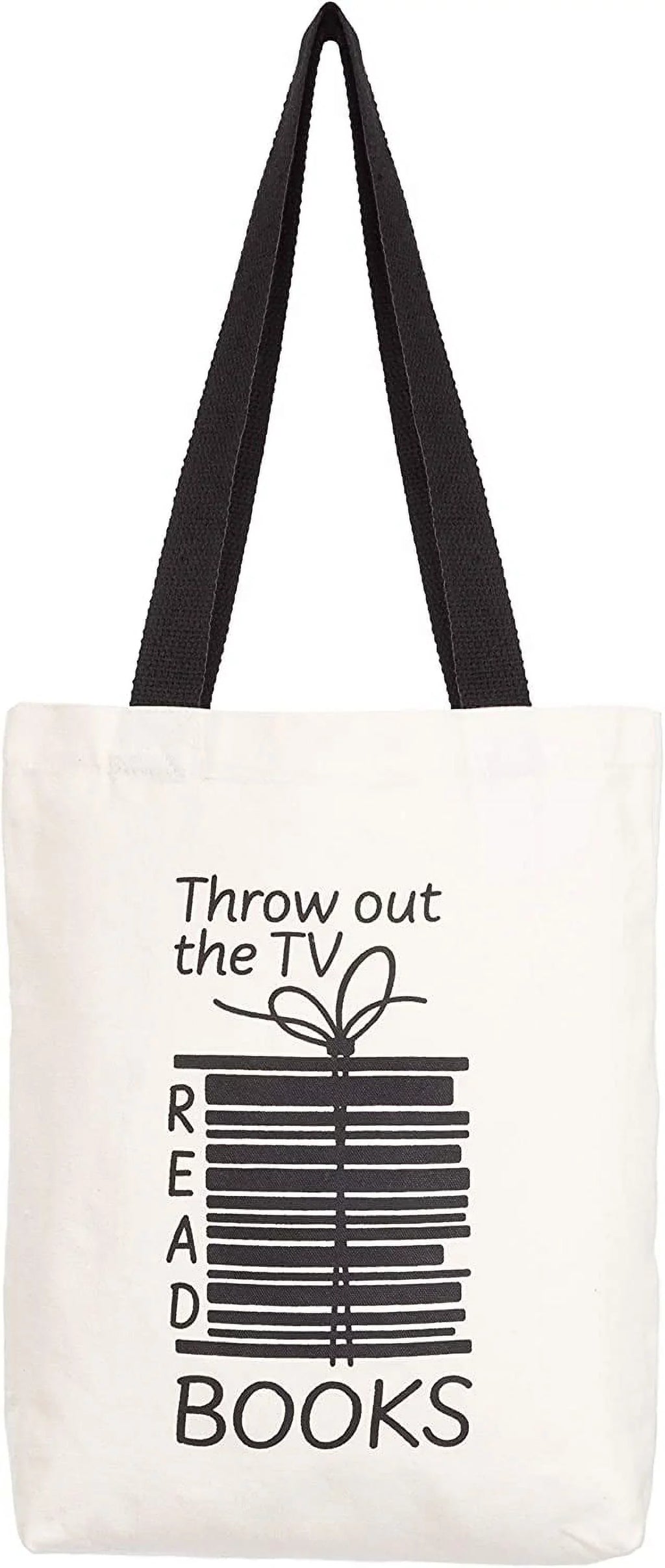 Miller & Max Canvas Tote Bag For Women Men, Reusable Multi-functional 100% Cotton Books Fun Cute Print Durable Design With Inner Pocket, Black Handles 12 oz Canvas Bags - For School, Office, Picnic An
