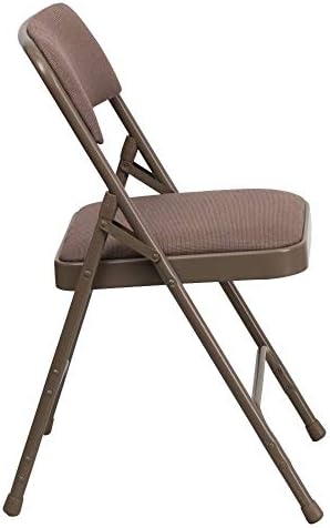 4 Pack  Series Curved Triple Braced & Double Hinged Beige Fabric Metal Folding Chair