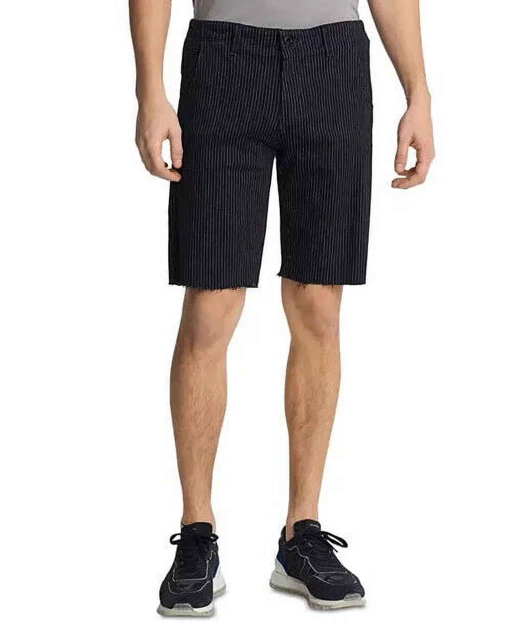 Karl Lagerfeld Mens Raw Hem Regular Fit Pinstripe Shorts black Size 32  $129