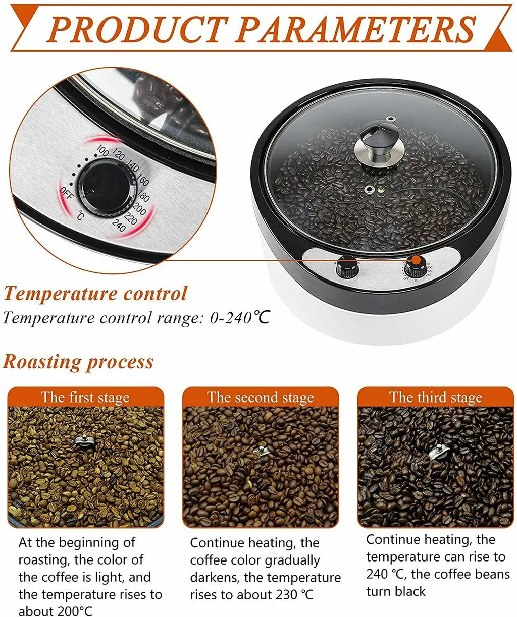 Shanna 800W Electric Coffee Roaster Machine Coffee Bean Roaster for Home Commercial 800G 110V