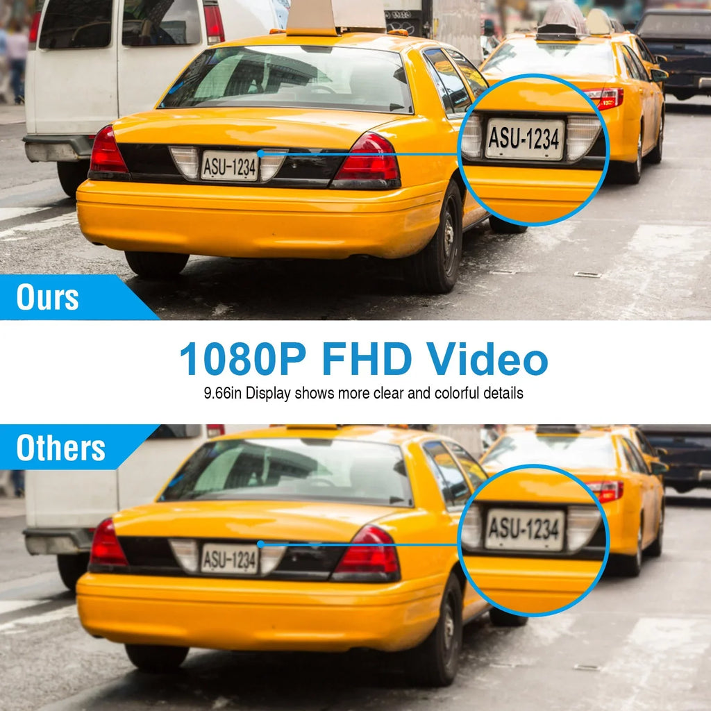 iNova  1080P Car  Dash Camera 9.66In Vehicle Driving Recorder with G Sensor Parking Monitoring Seamless Recording