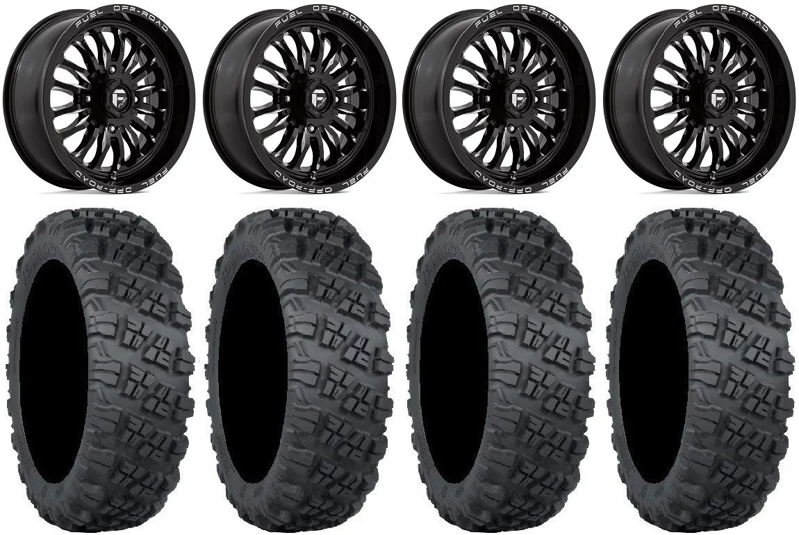 Fuel  18" Wheels Black 28" Versa Cross V3 Tires Kawasaki Teryx Mule