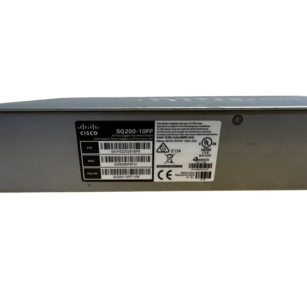 Cisco Small Business Smart SG200-10FP - Switch - managed - 8 x 10/100/1000 (PoE) + 2 x 10/100/1000 - desktop, rack-mountable - PoE (62 W) - refurbished