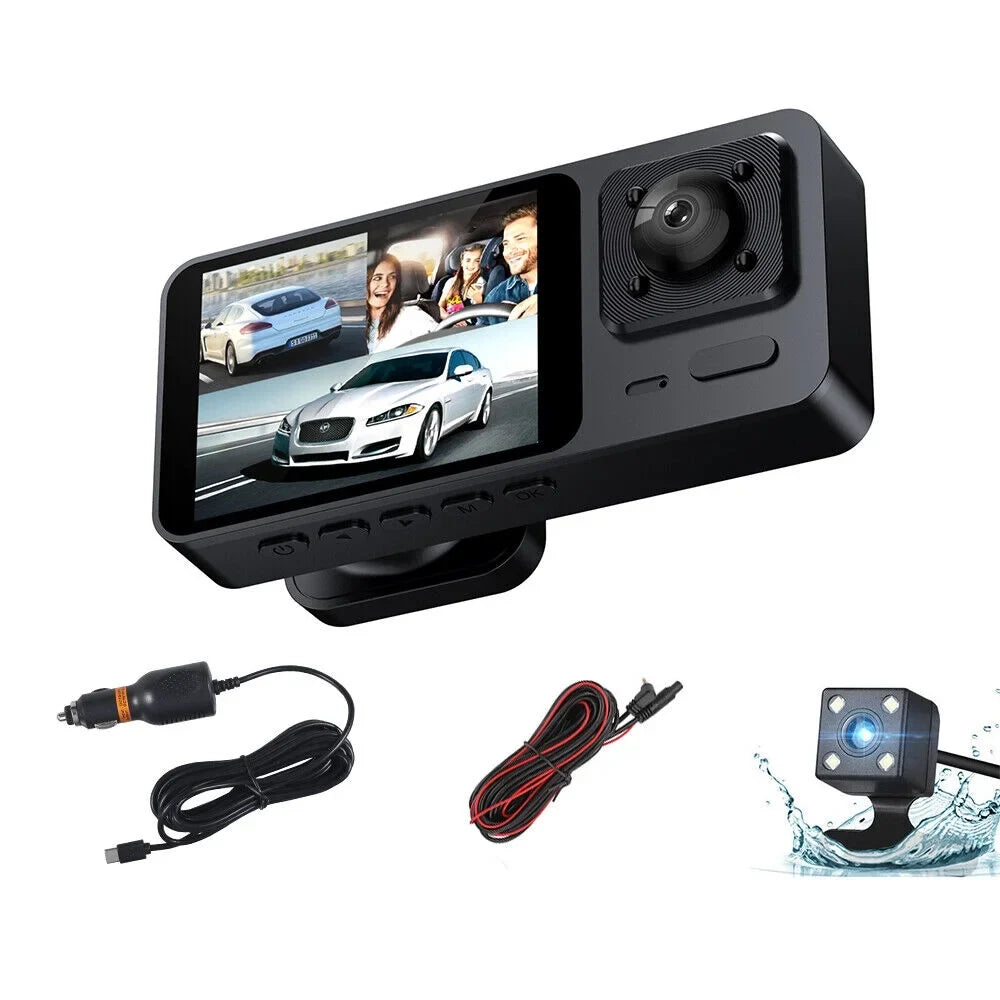 G·  Dual Lens Car Dash Cam Front/Rear/Inside Video Recorder Camera G-sensor