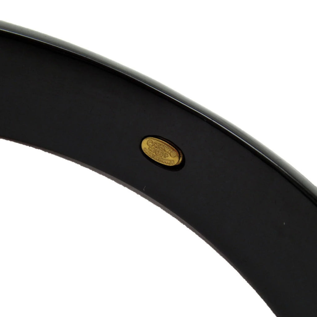Pre-Owned  Bangle Bracelet Camellia Coco Mark Wood Black/Beige Women's (Good)