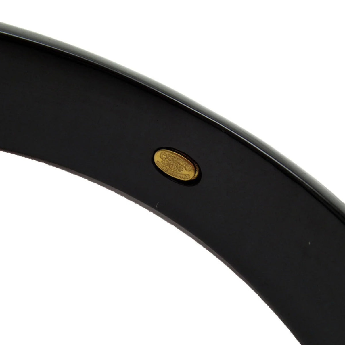 Pre-Owned  Bangle Bracelet Camellia Coco Mark Wood Black/Beige Women's (Good)