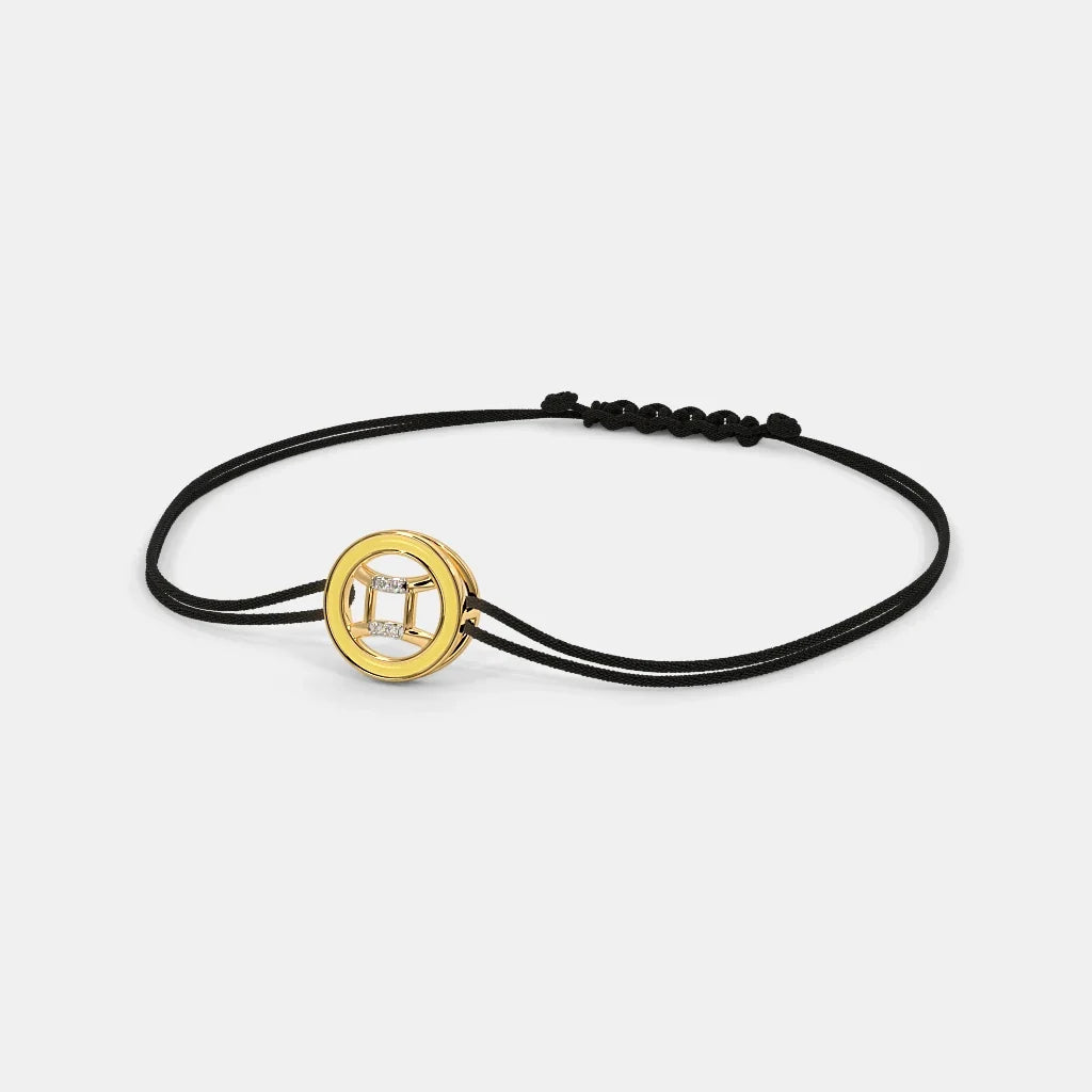 The Enid Gemini Cord Bracelet - Adjustable Elegance in 18Kt Yellow Gold