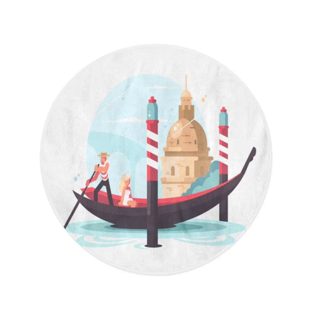 60 inch Round Beach Towel Blanket Venice Gondolier Transports Woman in Gondola Flat Italy Boat Travel Circle Circular Towels Mat Tapestry Beach Throw