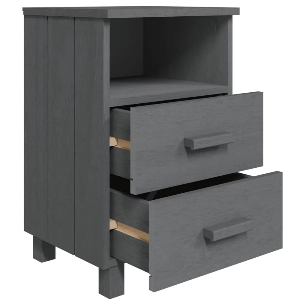 Irfora Bedside Cabinets  2 pcs Dark Gray 15.7"x13.8"x24.4" Solid Wood