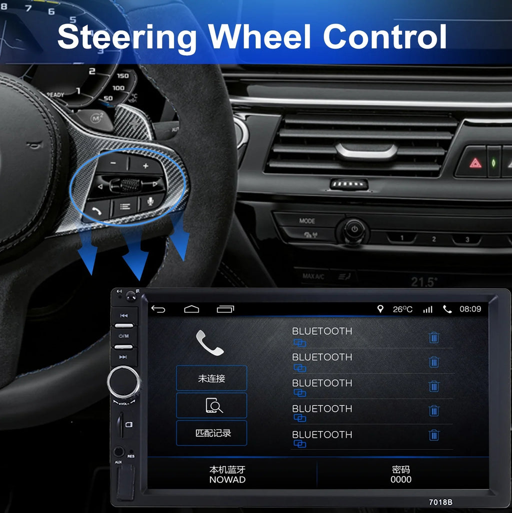 7" Car Stereo Double Din Bluetooth Car Radio Touch Screen Car Radio Audio Receiver  Radio with Backup Camera - Support Mirror Link///, Hands Free Calling