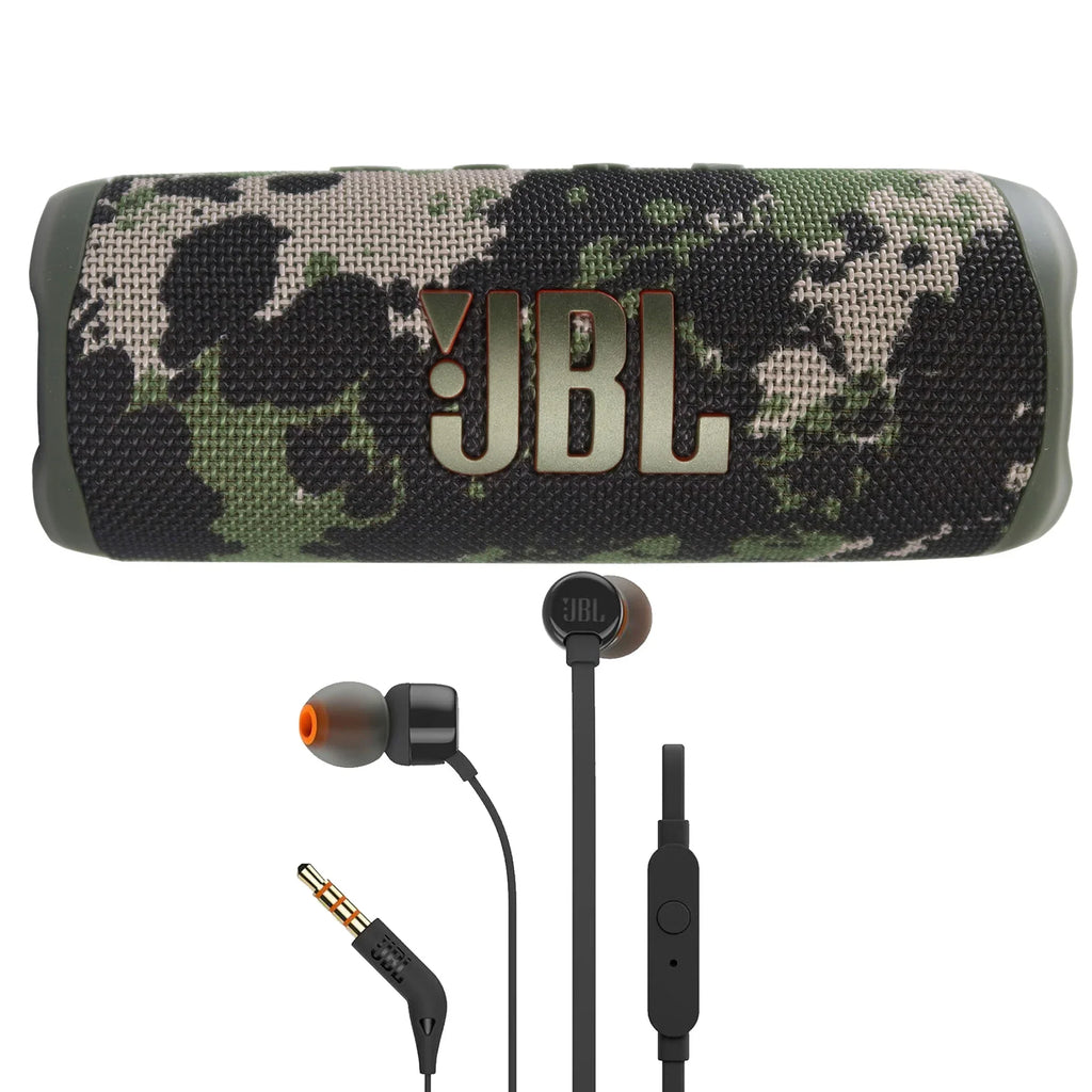 Flip 6 Portable Waterproof Bluetooth Speaker (Squad) with  T110 in Ear Headphones