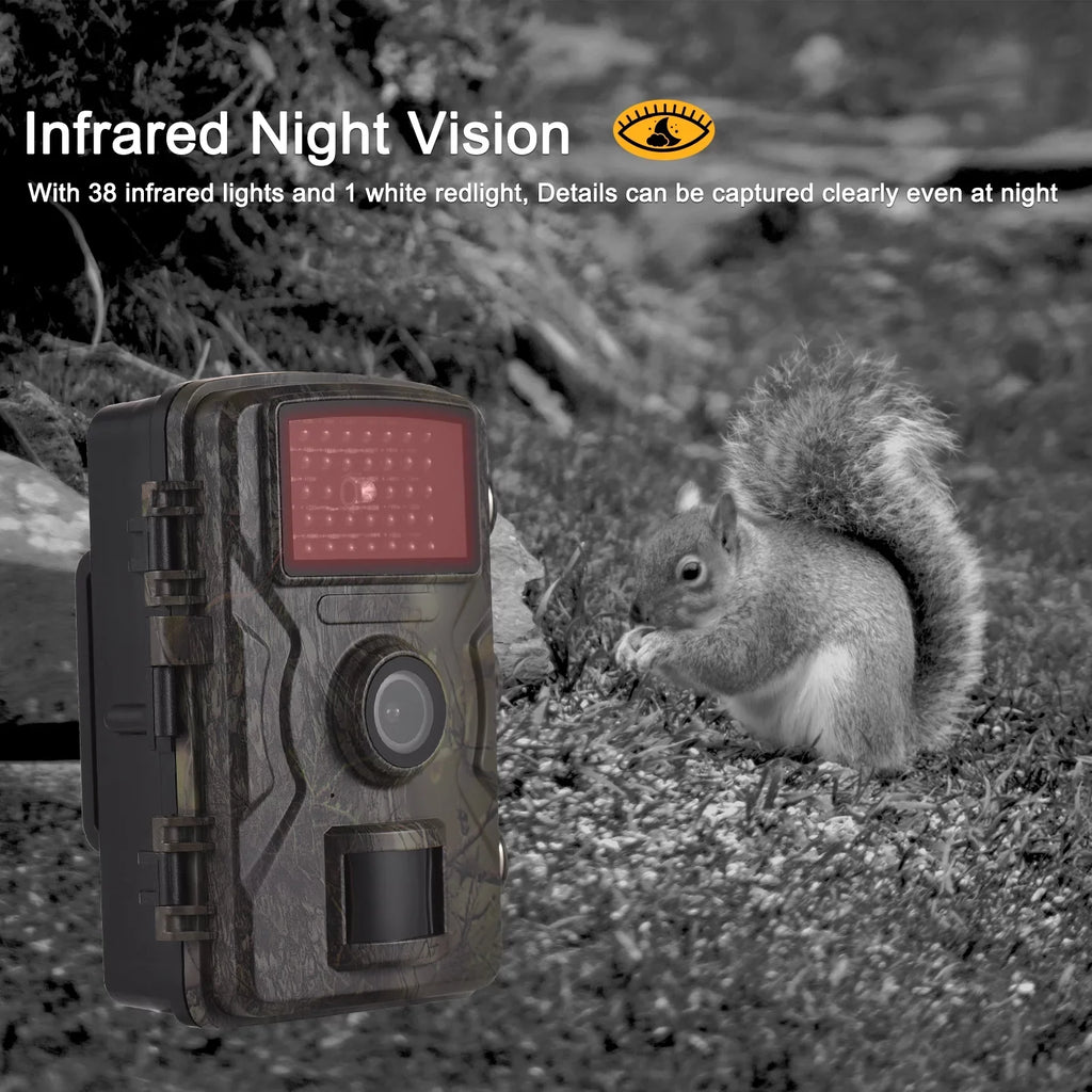 16MP 1080P Wildlife Trail Camera with 2.0 Inch  Color Screen - Features 0.8s Trigger Time, Infrared Night Vision, Motion Activation, and IP66 Waterproof Rating