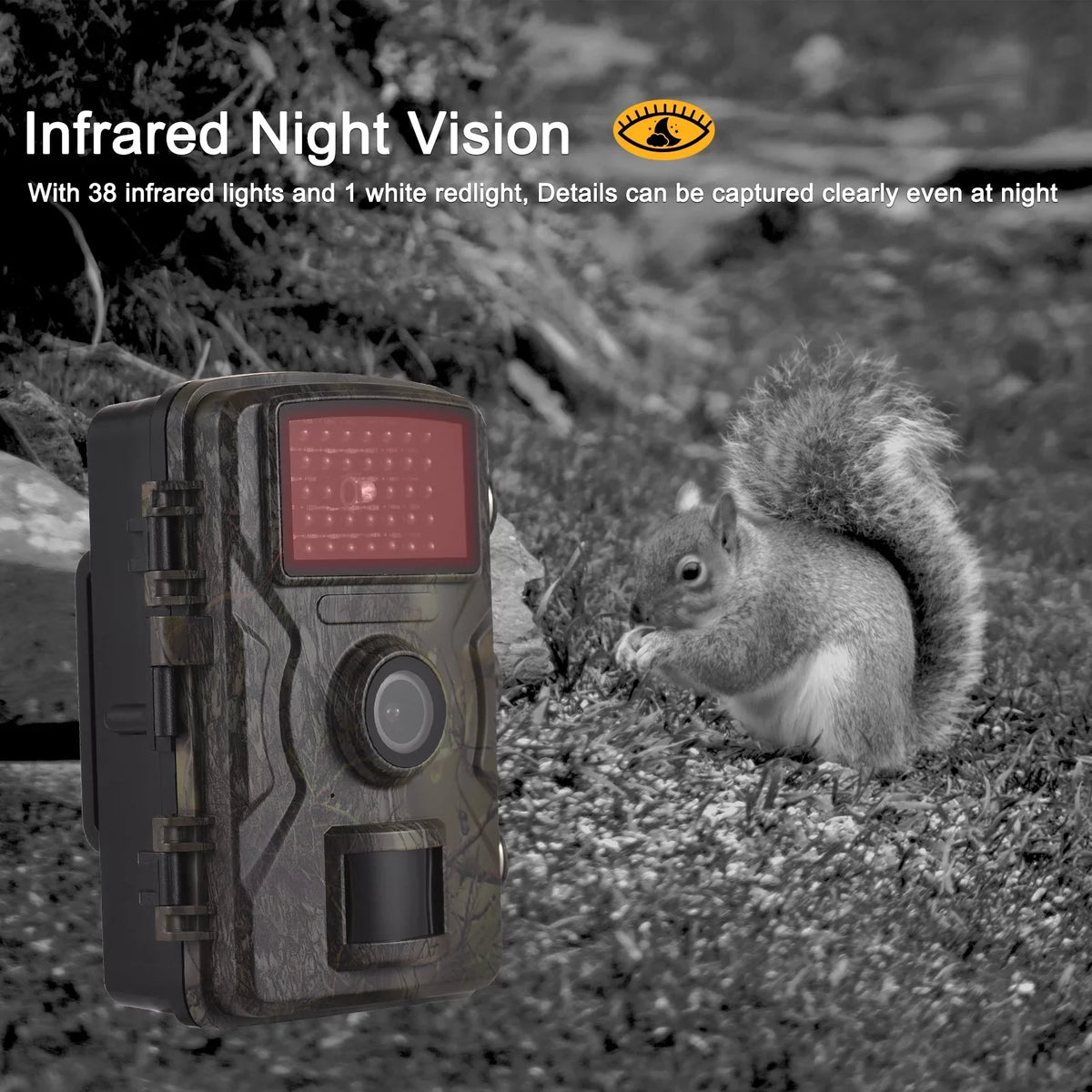 16MP 1080P Wildlife Trail Camera with 2.0 Inch  Color Screen - Features 0.8s Trigger Time, Infrared Night Vision, Motion Activation, and IP66 Waterproof Rating