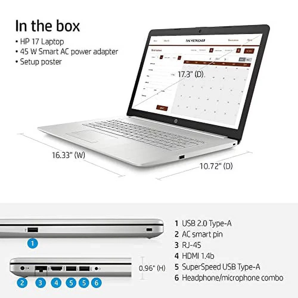 2023 17.3" + Business Laptop  Intel 11th Gen Quad-Core i5-1135G7 20GB DDR4  1TB NVMe  Intel Iris Xe Graphics Backlit Keybaord WiFi  -45 Webcam  Windows 10 w/  Drive