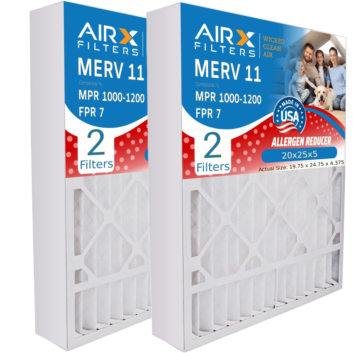 20x25x5 Air Filter  11 Comparable to  1000,  1200 &  7 Compatible with White Rodgers FR2000U-108 Premium  Made 20x25x5 Furnace Filter 2 Pack by     .