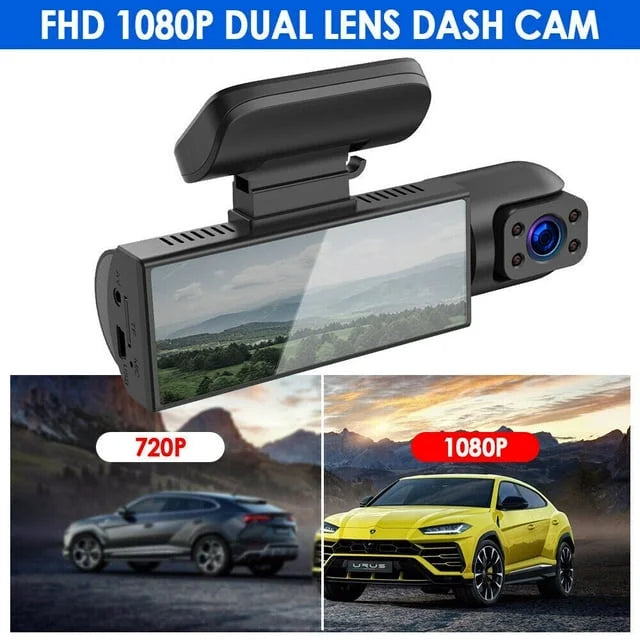 Xhy Car Dash Cam Dual Lens 1080P   Front or Inside Video Camera Driving Recorder Night Vision G-Sensor, Motion Detection