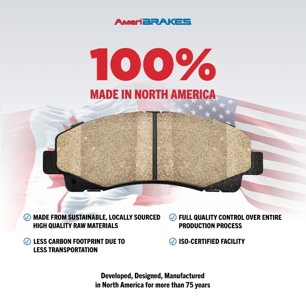 AmeriBRAKES Front Rear Ceramic Disc Brake Pads Kit For Dodge Grand Caravan Journey Chrysler Town & Country Ram C/V -100018