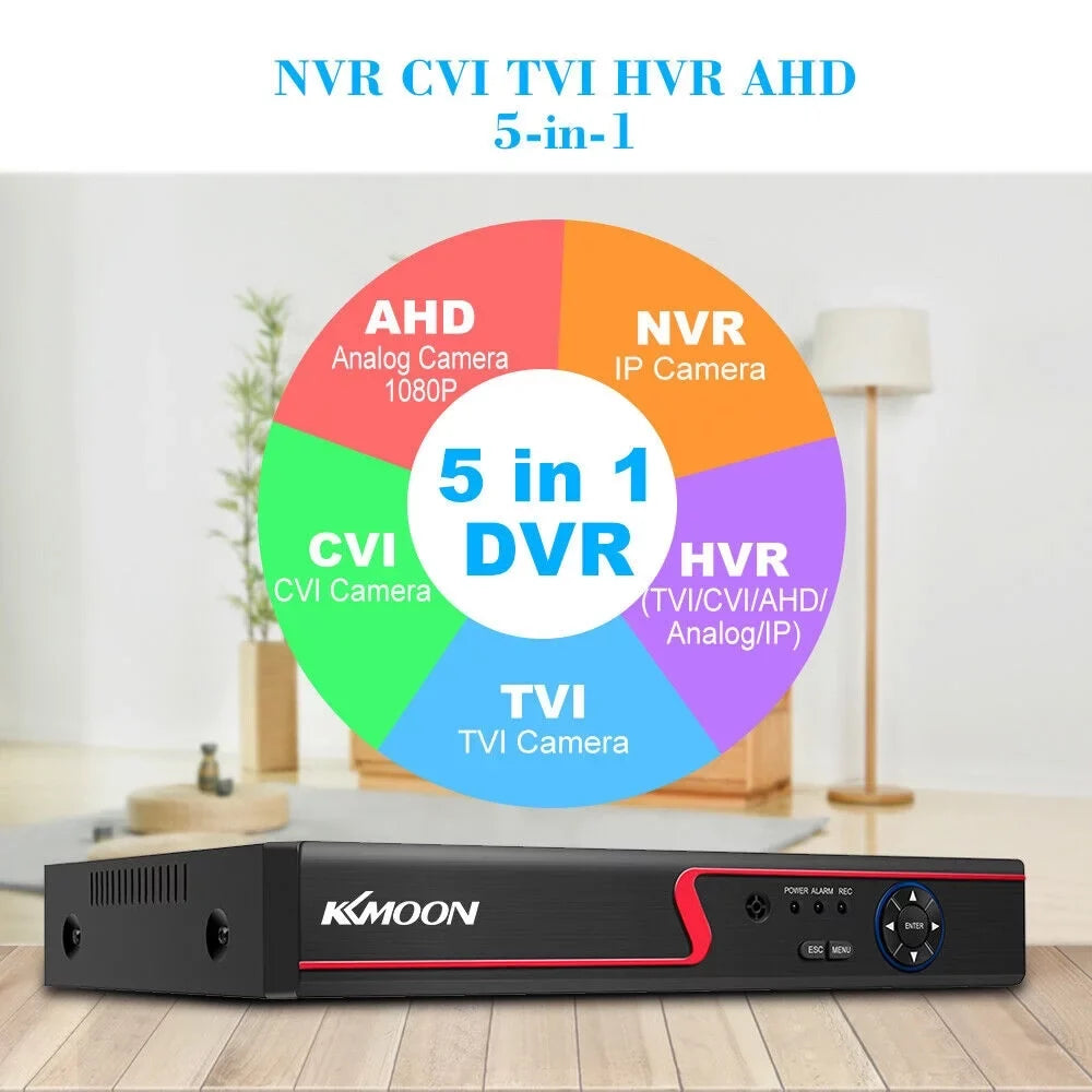 KKmoon  Video Recorder & 8 Cameras Set Recording System 16CH 1080P Full High Definition / /Analog///   Digital Video Recorder  P2P Remote Phone Monitoring for Home