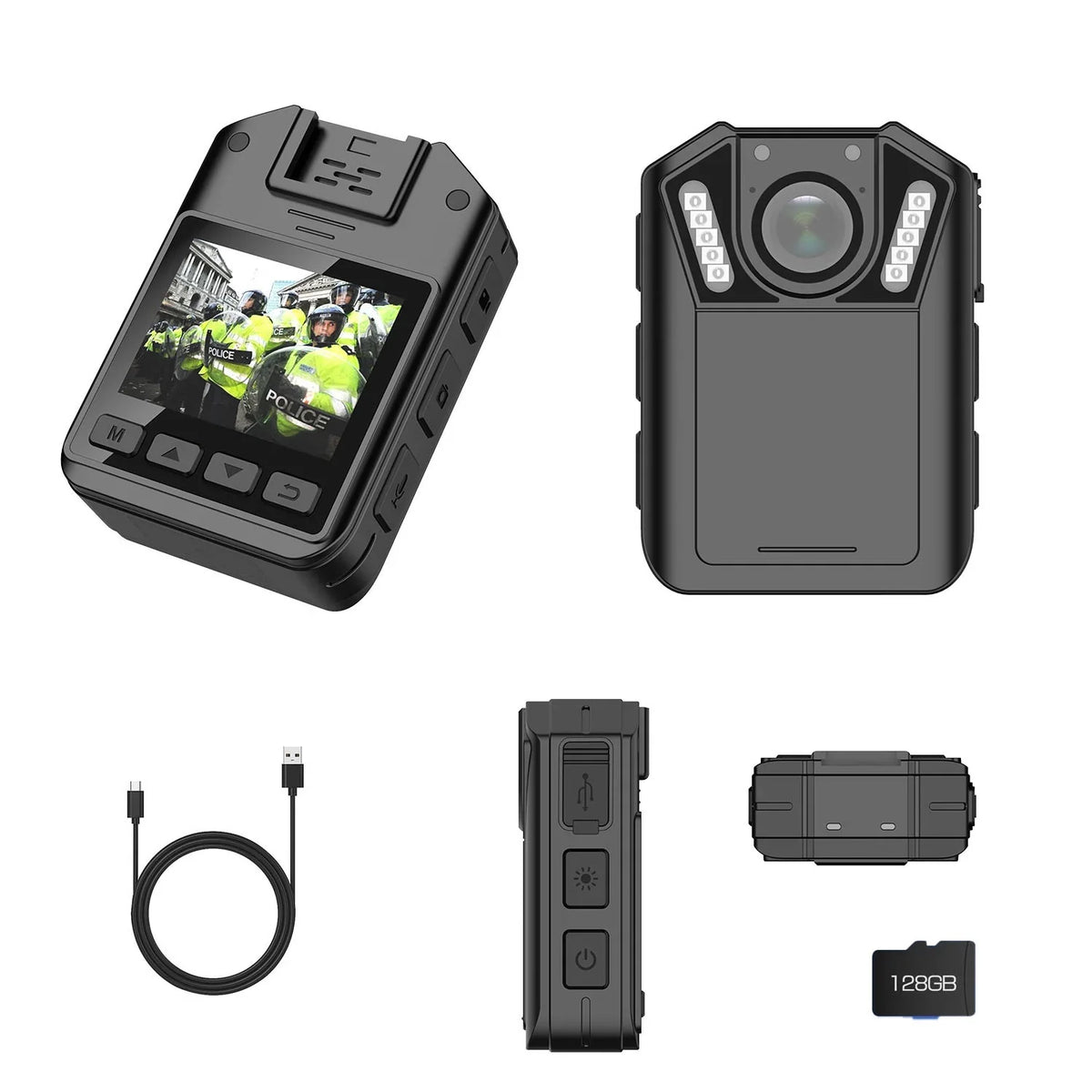 1440P Mini Body Camera - 128GB Wearable Police Body Camcorder with Night Vision - Waterproof Body Cam with Audio and Video Recording for Law Enforcement Security Guard Home
