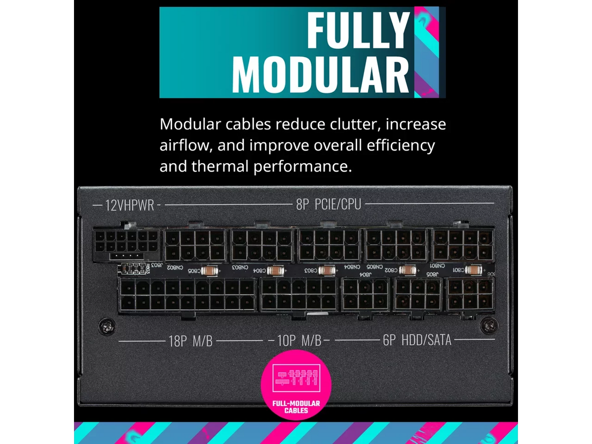 Cooler Master V1100  Platinum Fully Modular, Fully ATX3.0, 1100W , 80+ Platinum Efficiency,  Bracket Included,  Form Factor (-B001--)