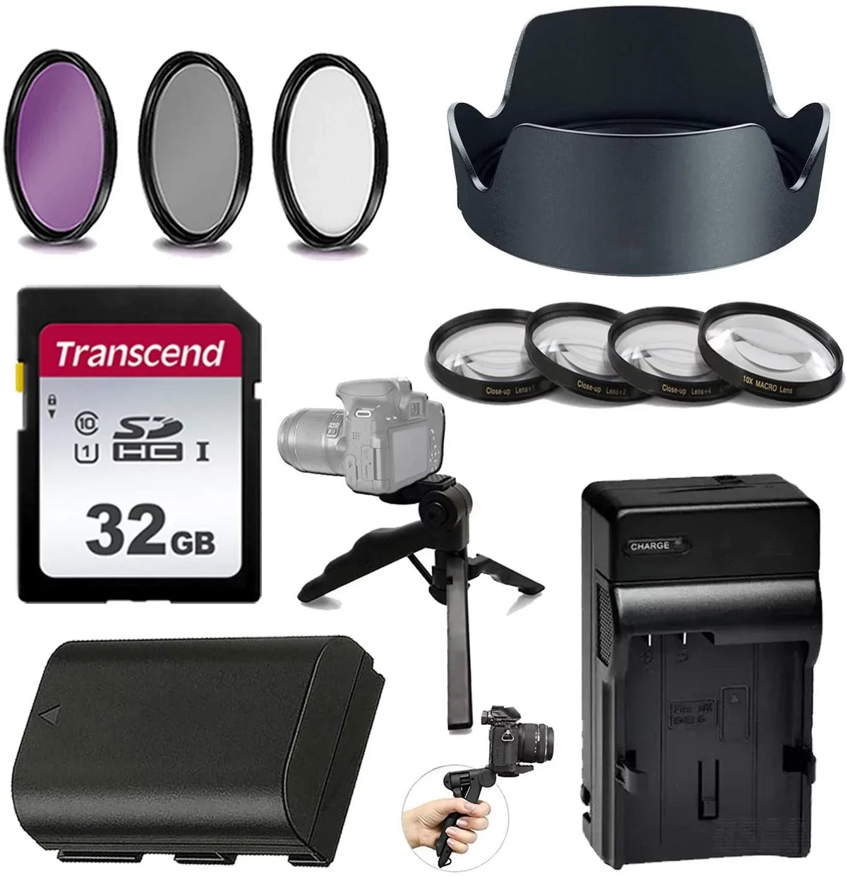 12pc- Kit for Canon  5DS, 5DS R, 5D Mark , 5D Mark , 5D Mark , 6D Mark , R with 24-105mm Lens,Kit Includes : Replacement -E6N Battery, 77mm 4-Piece Macro Lens Kit,  -83M Hood & More