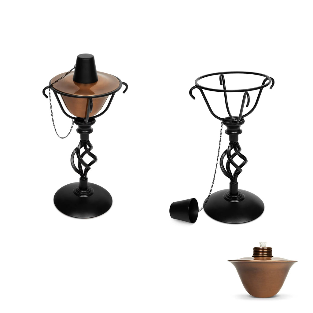 BirdRock Home 2-Pack Outdoor Wide Conical Torches - Tabletop Stand - Copper
