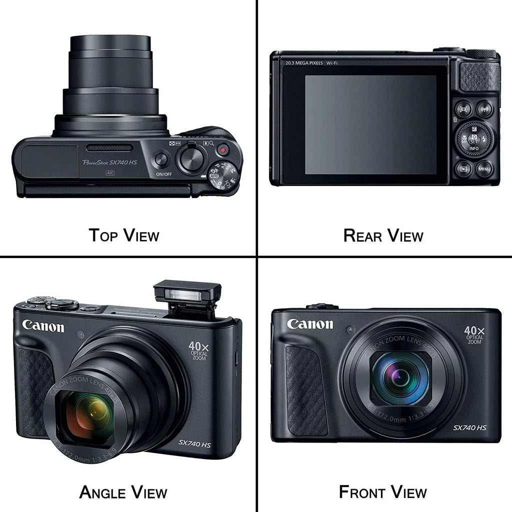 Canon Powershot SX740  4K Video Digital Camera Black + Basic Bundle