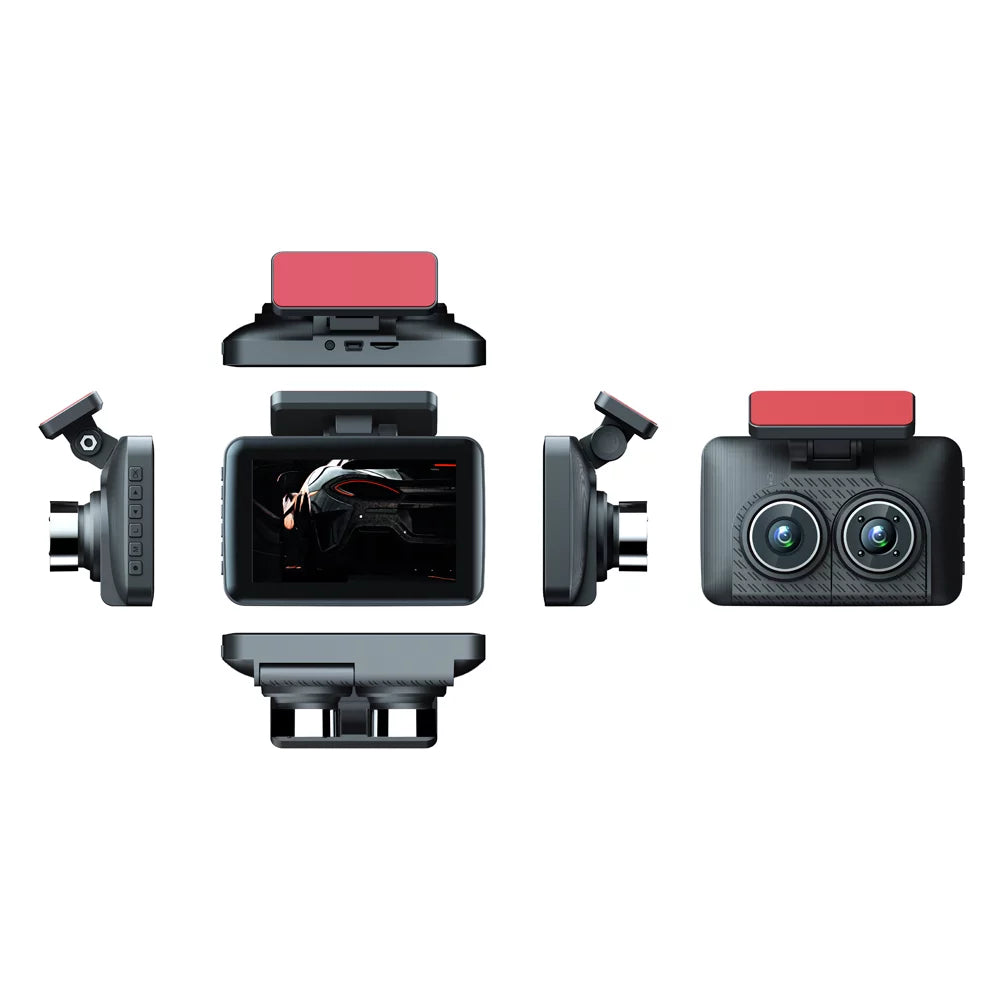 Pinnaco Dash Cam 3 Cameras Car Rearview Mirror Camcorder Wide Angle Recorder Safety Driving