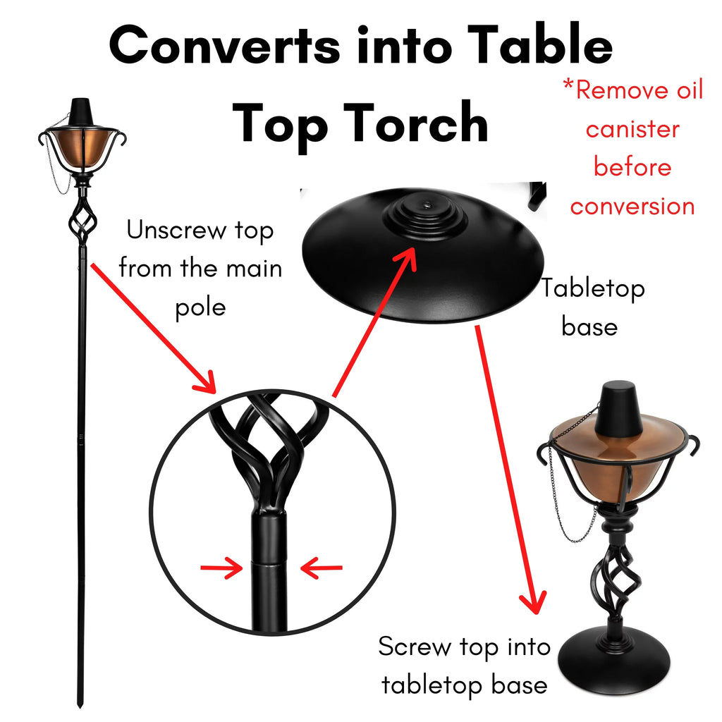 BirdRock Home 2-Pack Outdoor Wide Conical Torches - Tabletop Stand - Copper