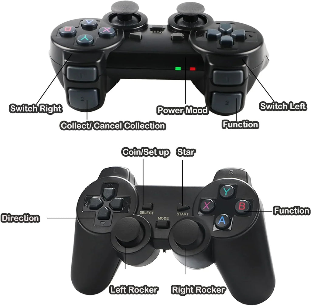 Wireless Retro Game Console, Plug and Play Video Game Stick Built in 10000+ Games,9 Classic Emulators, 4K High Definition  Output for  with Dual 2.4G Wireless Controllers