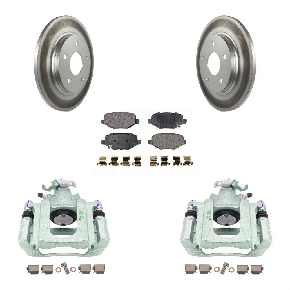 Transit Auto Rear Disc Brake Caliper Coated Rotors And Semi-Metallic Pads Kit For 2012 Ram C/V With Single Piston Front From 03 24 12 -100135P