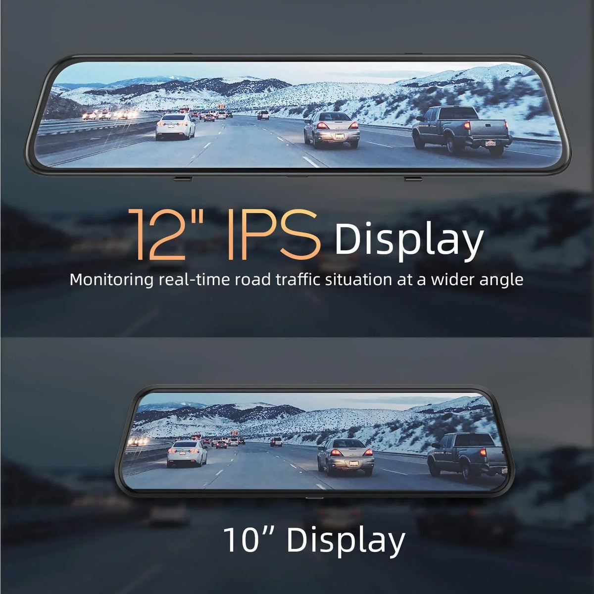 4K 12" Mirror Dash Cam - Vantop H612T Front & Rear View Dual Dash Camera,  Touch Screen, Voice Control Cars Mirror Camera W/Night Vision Parking Monitor